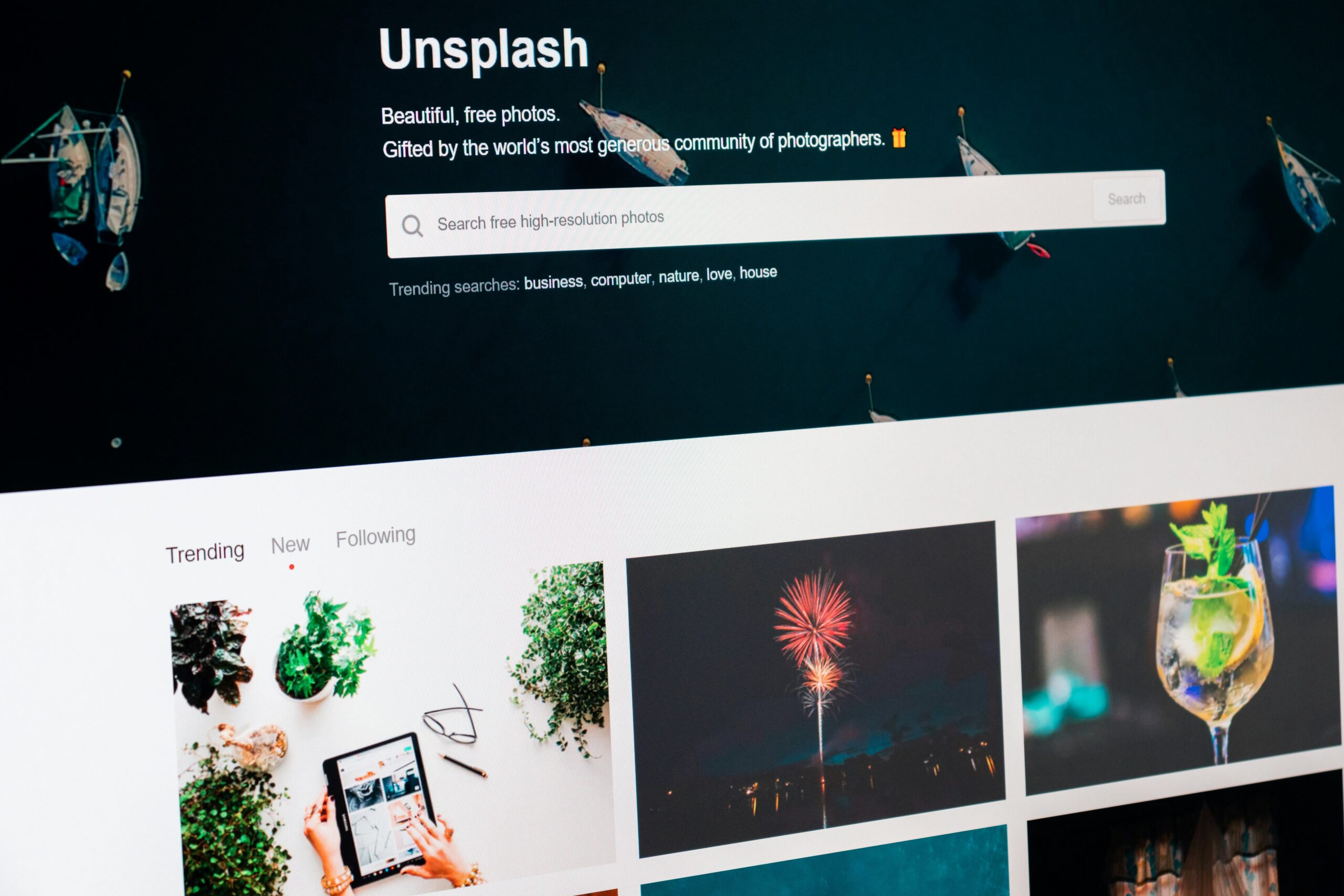 Unsplash text screengrab